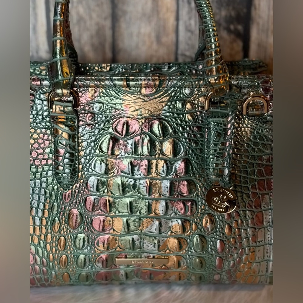 NWT Brahmin SOULFUL Cami Green copper metallic iridescent - Picture 7 of 15
